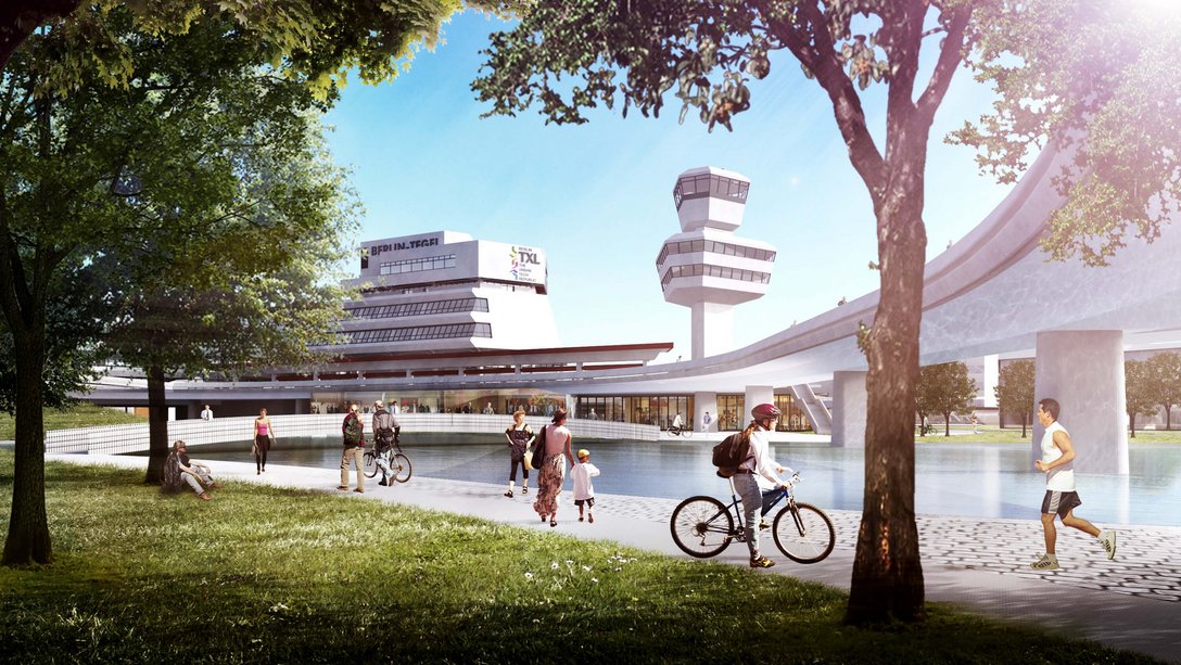 Visualization of The Urban Tech Republic on the site of the former airport Berlin-Tegel in Berlin, Germany